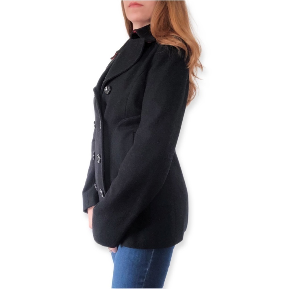 Tommy Hilfiger black wool blend Peacot coat jacket 3/4 - Picture 2 of 11
